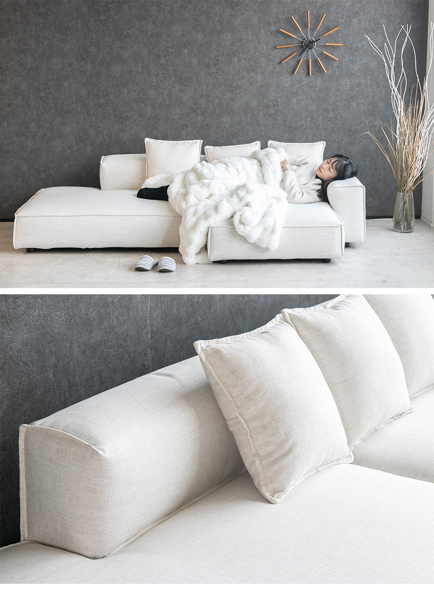 カウチソファ フルカバーリング ファブリック ソファ 3人掛け カウチ