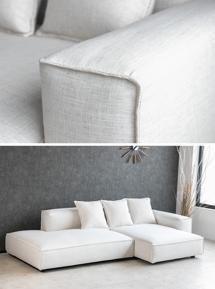 カウチソファ フルカバーリング ファブリック ソファ 3人掛け カウチ