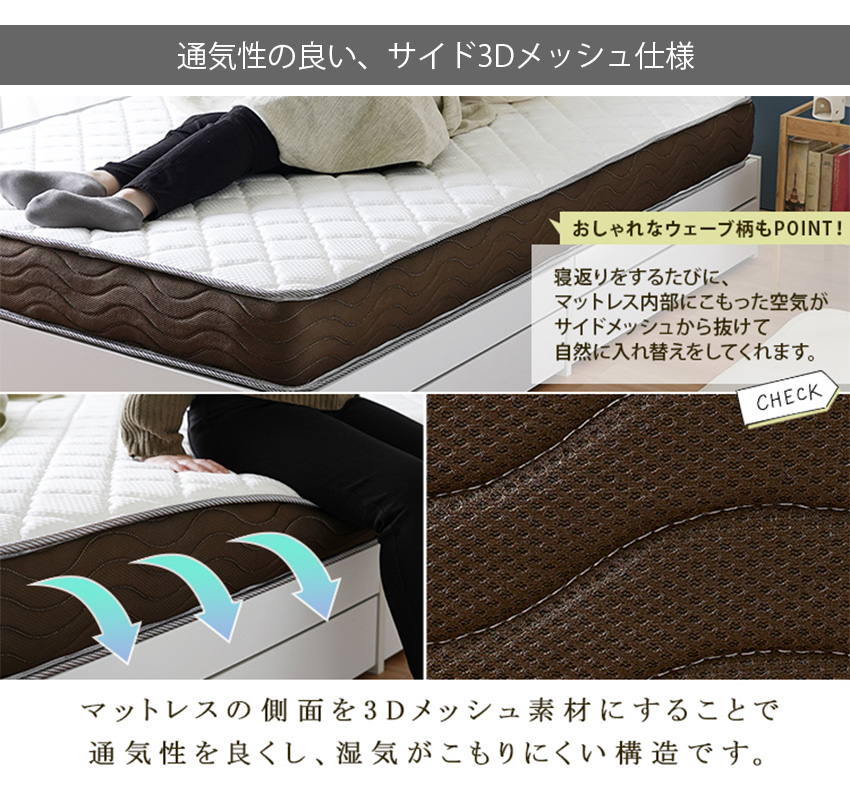 ベッド マットレス付き シングル マットレスセット ファブリックベッド