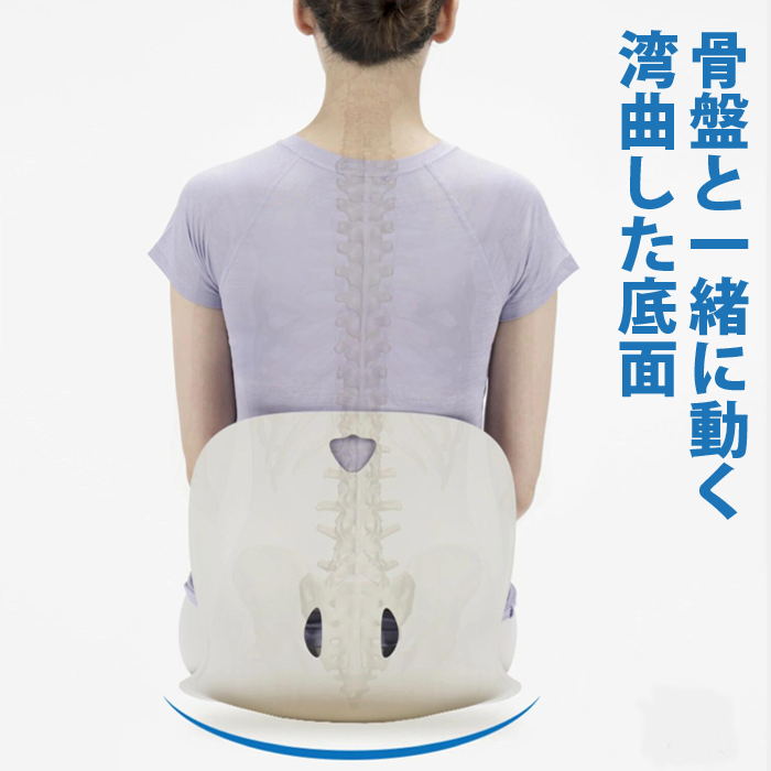 ablueカーブルチェアワイドは、骨盤と一緒に動く湾曲した底面が、正しい姿勢をサポート