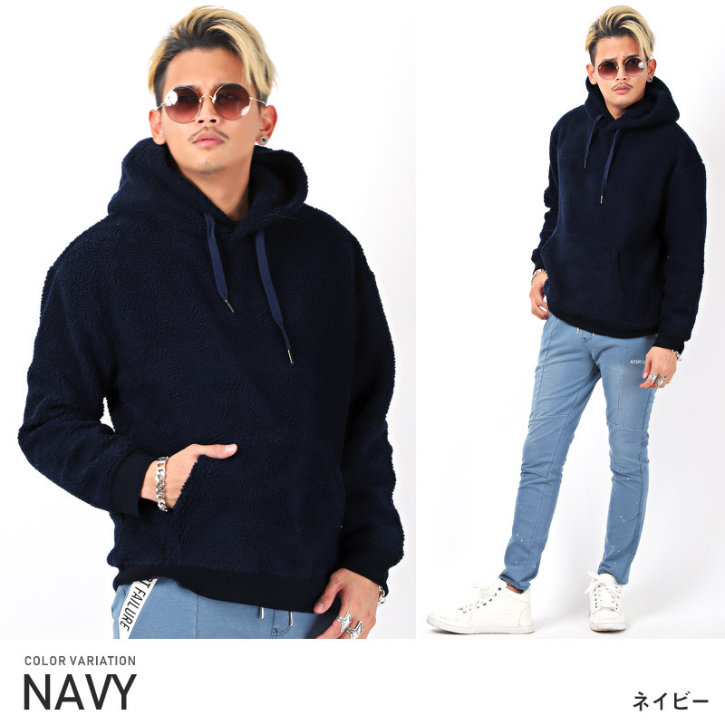 ボア パーカー メンズ トップス ストリートもこもこ 暖か 冬 フード 
