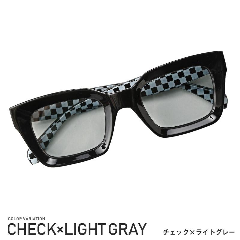 サングラス メンズ スクエア グラサン UVカット 紫外線 伊達眼鏡 黒縁 アイウェア｜lux-style｜04
