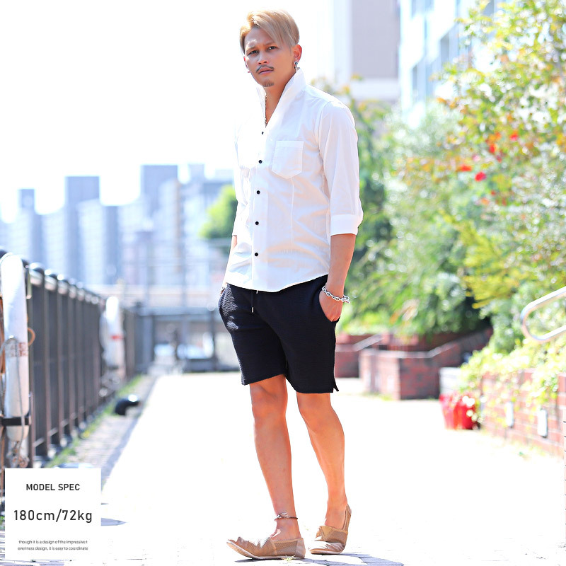 ショートパンツ メンズ ボトムス 夏 無地 ストライプ ストレッチ シアサッカー ハーフパンツ ビター系 0595 Luxstyle 通販 Yahoo ショッピング
