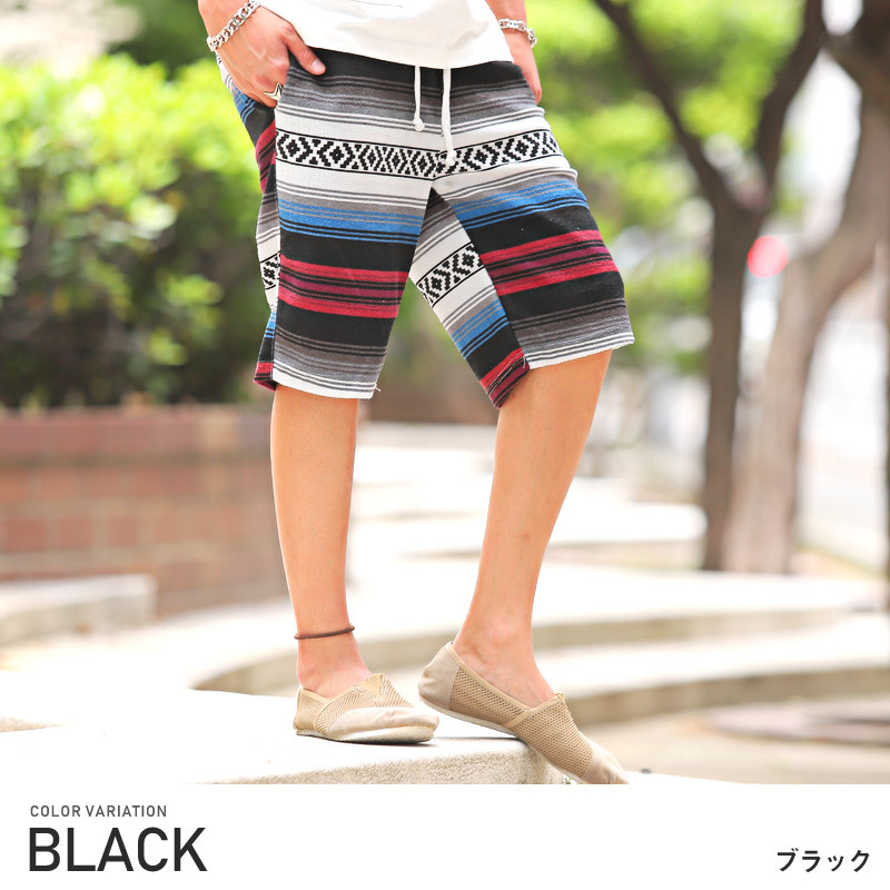 ショートパンツ メンズ ボトムス サーフ 膝上 イージー オルテガ柄 ボーダー 裏毛 スウェット ビター系 0613 Luxstyle 通販 Yahoo ショッピング