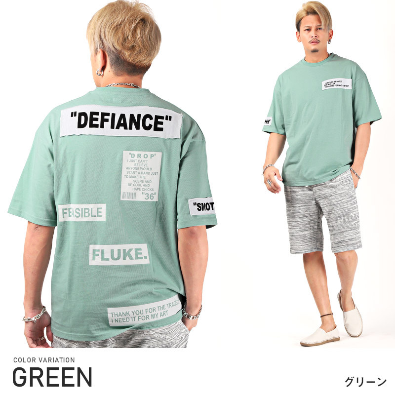 セール Tシャツ メンズ トップス クルーネック ボックスロゴ ロゴ ワッペン ビッグシルエット 半袖 ストリート｜lux-style｜02