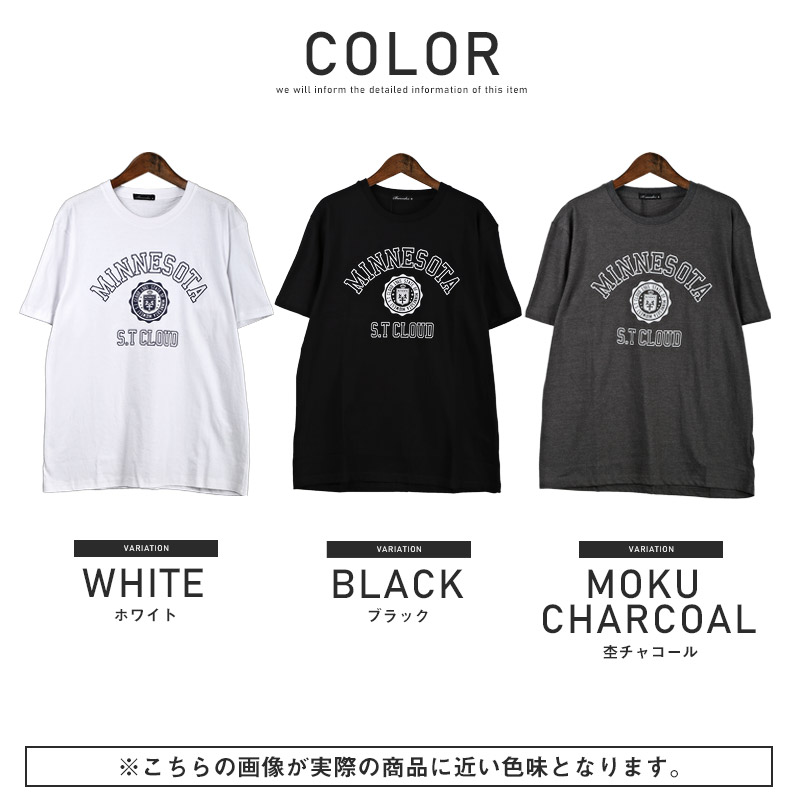 Tシャツ メンズ 半袖 ロゴ プリント カレッジロゴ クルーネック
