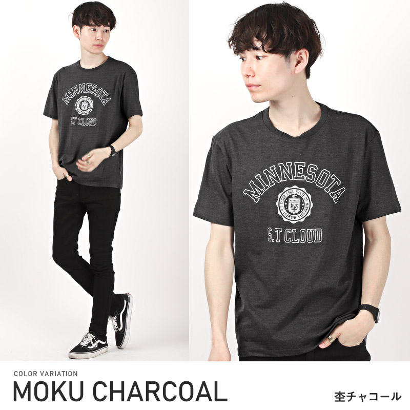 Tシャツ メンズ 半袖 ロゴ プリント カレッジロゴ クルーネック