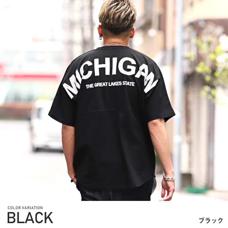 Tシャツ メンズ 半袖 ビッグシルエット 発泡プリント バックロゴ
