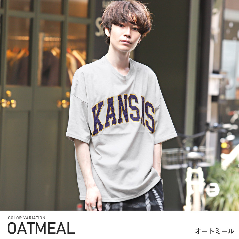 新品　2024秋冬モデル　アドミラルピンタックTシャツ Tシャツ メンズ 半袖 ビッグシルエット カレッジロゴ アップリケ