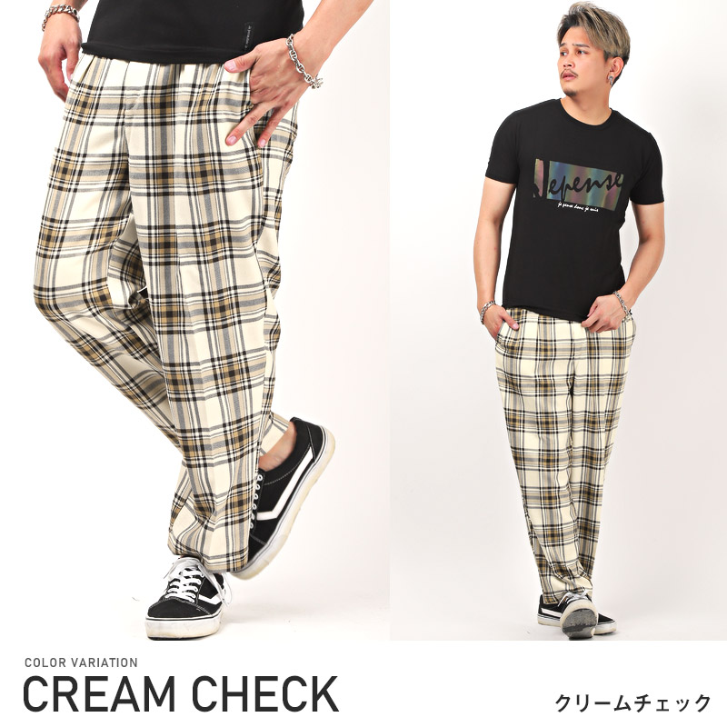 LCB-2409-008 パンツ ワイド チェック柄 カジュアル ルーズ ハイ DEVICE select ハイウエスト チェックパンツ ワイド ストレート
