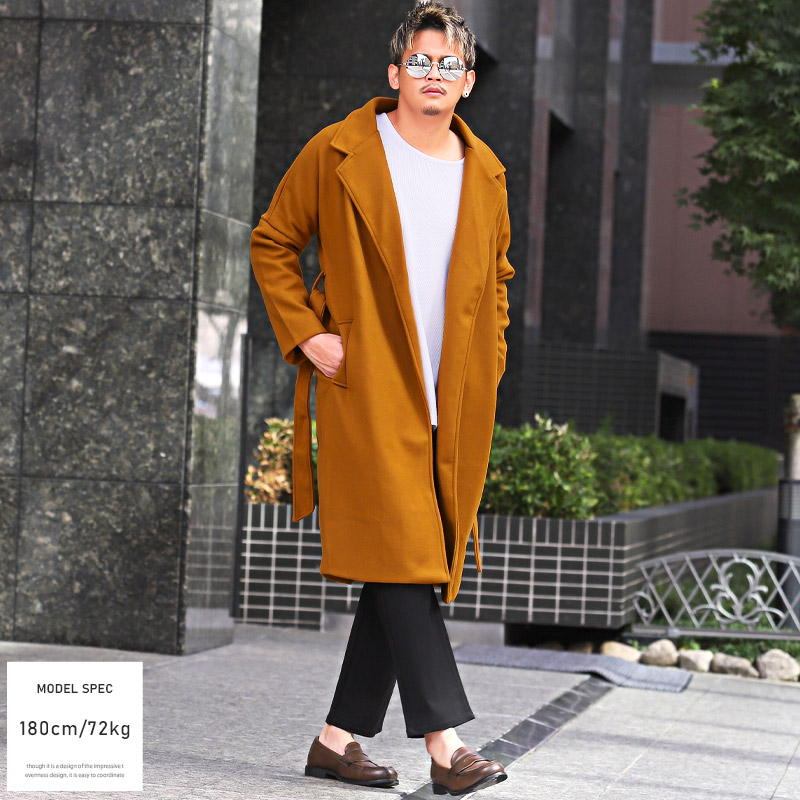 セール チェスターコート メンズ ロング丈 ウールライク 大人 秋冬