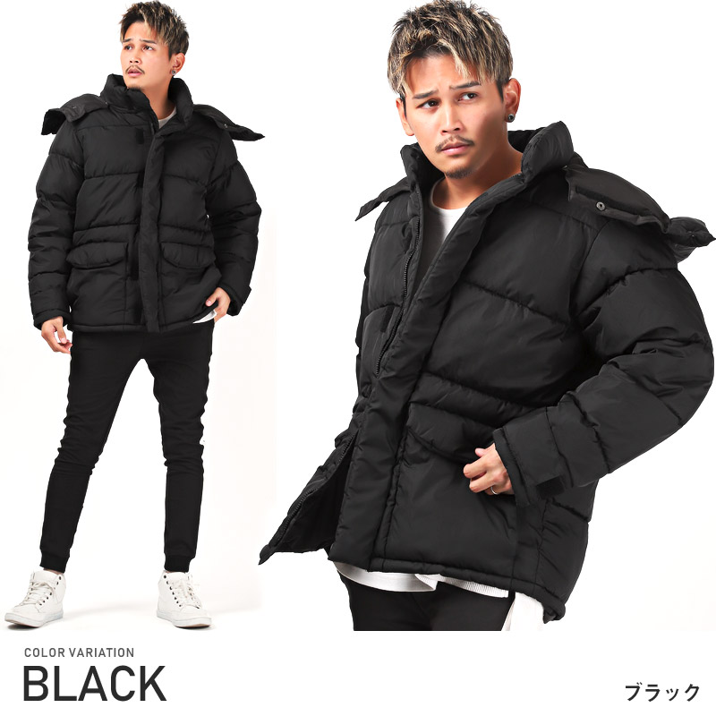 中綿ジャケット メンズ ブルゾン フード ボリュームネック 暖か 冬｜lux-style｜03