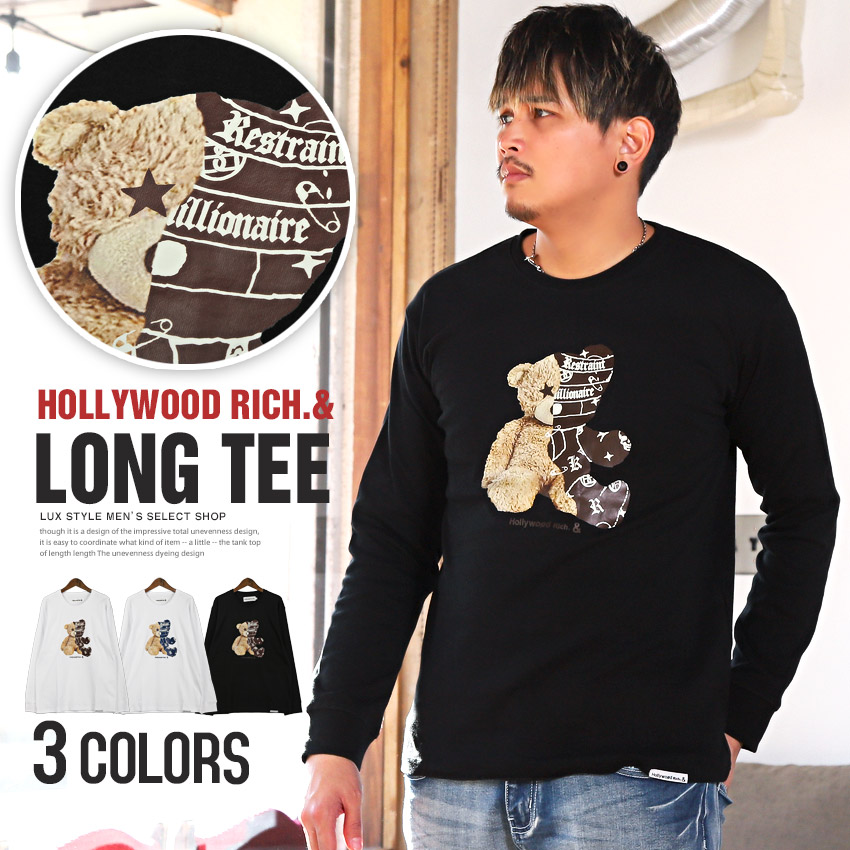 プリントT クマ フォトt フォトプリント ロンT Tシャツ ARCADE tシャツ メンズ 長袖 フォトプリント ロンT 長袖Tシャツ