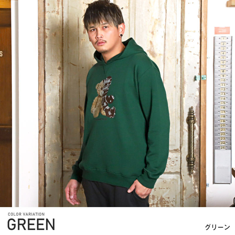 セール パーカー メンズ テディベア クマ プリント プルオーバー