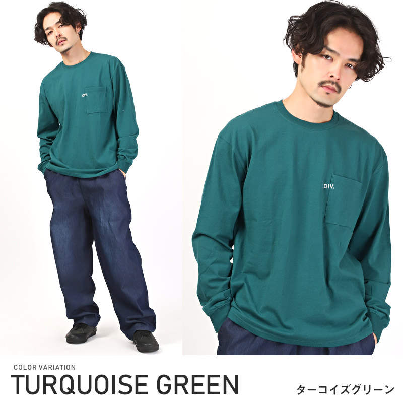 ロンT メンズ 長袖Tシャツ ポケット ロゴ 刺繍 ワンポイント シンプル