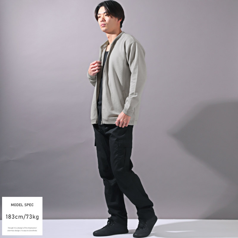 セール ブルゾン メンズ ジャケット ジップアップ ストレッチ エンボス