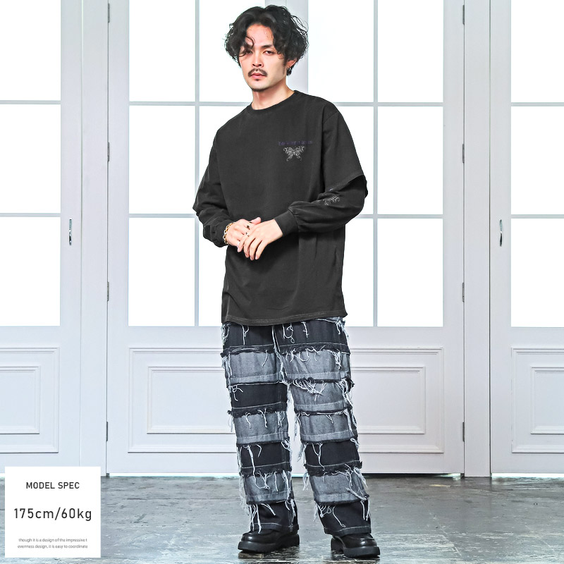 長袖シャツ メンズ ゆる感 タッセル 蝶柄プリント 長袖シャツ フラワー 総柄 ロングシャツ メンズシャツ 総柄
