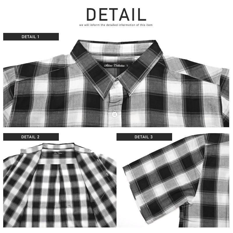 半袖シャツ メンズ チェック柄 総柄 先染め レギュラーカラー チェック