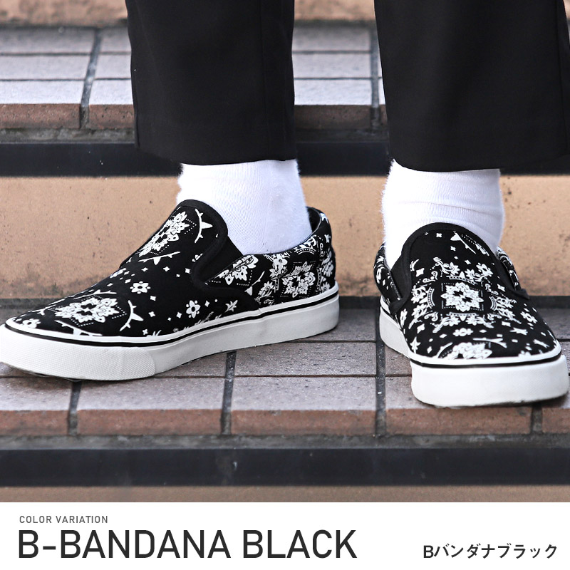 スリッポンメンズシューズスニーカーローカット靴キャンバス総柄メンズシューズペイズリーヒョウ柄デニムヒッコリーストリートカジュアルおしゃれ古着系紳士靴aa-2473 3