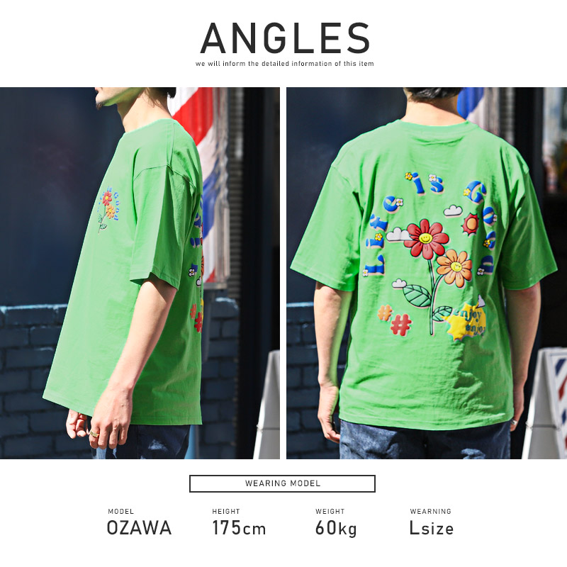 Tシャツ メンズ 半袖 グラフィック ロゴ フラワー 発泡プリント