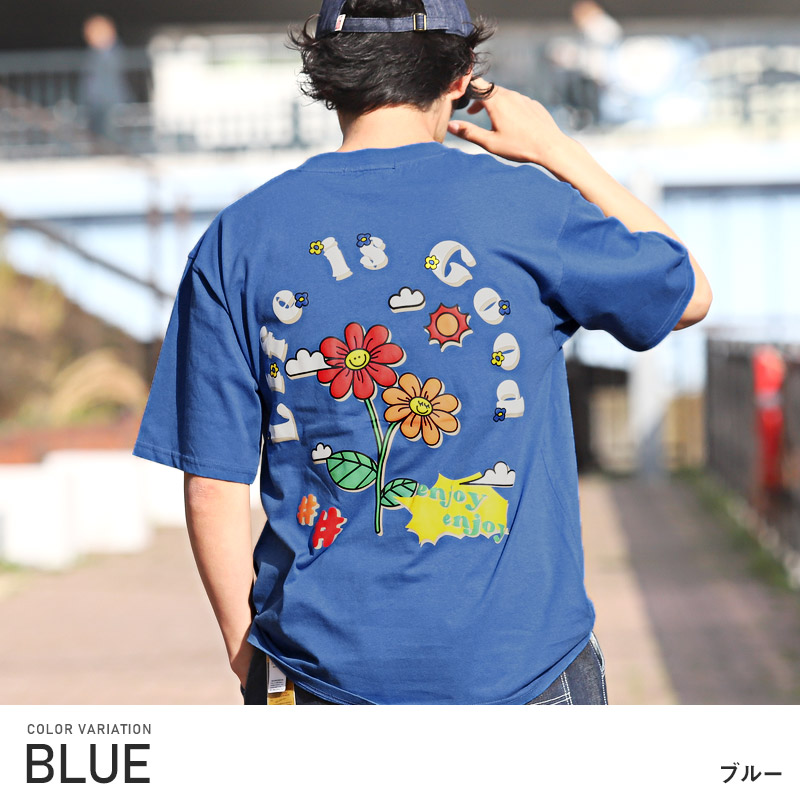 Tシャツ メンズ 半袖 グラフィック ロゴ フラワー 発泡プリント