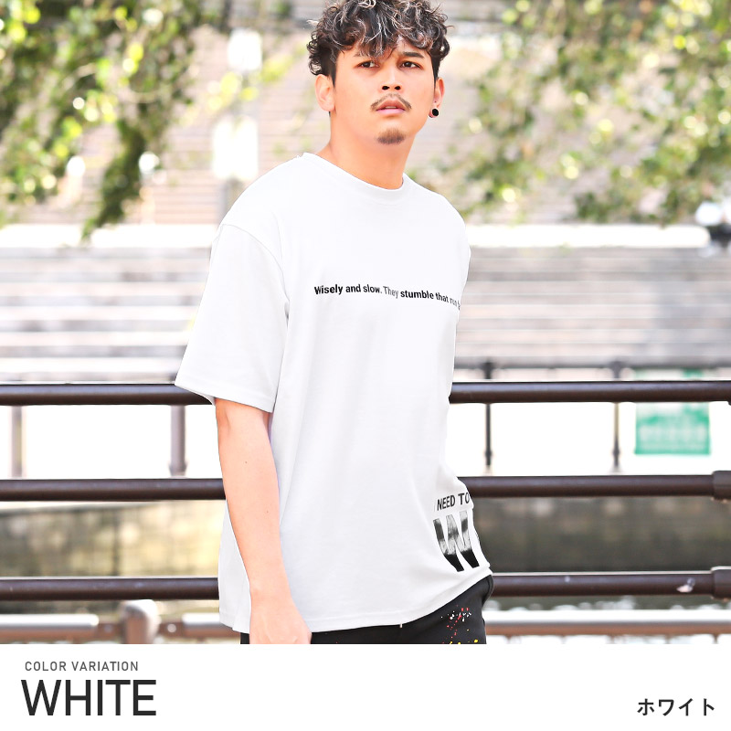 Tシャツ メンズ 半袖 ビッグシルエット ロゴ 光沢 ポンチ バックプリント ストリート 韓国｜lux-style｜02