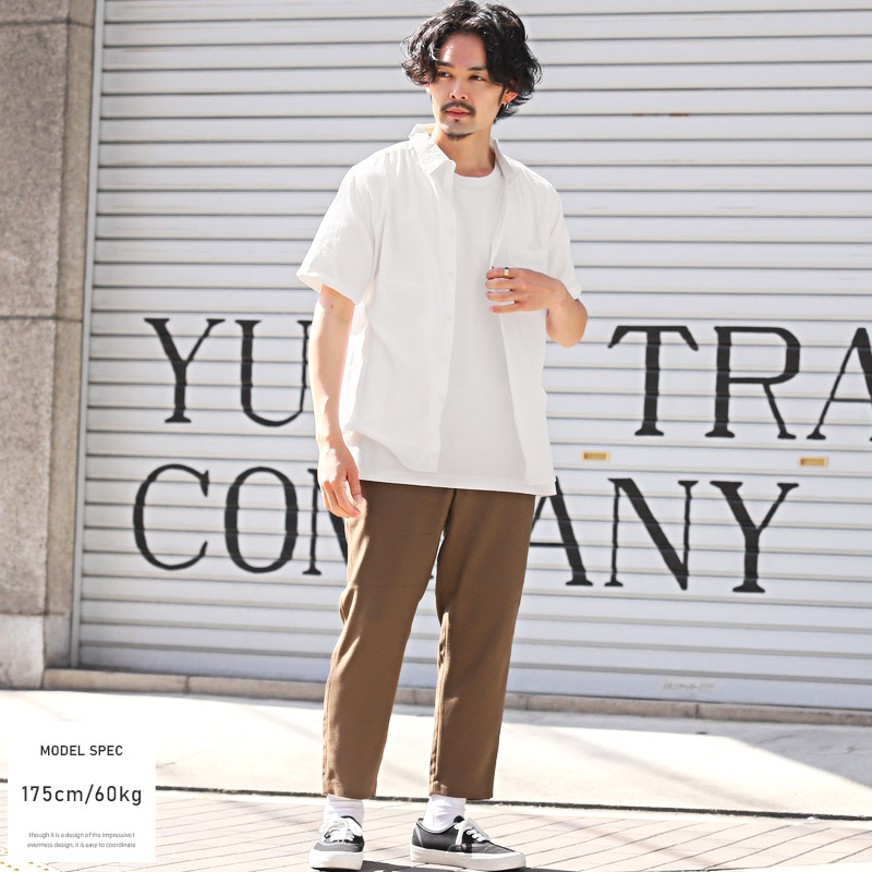 半袖シャツ メンズ 綿麻 コットンリネン リネンシャツ ストライプ柄