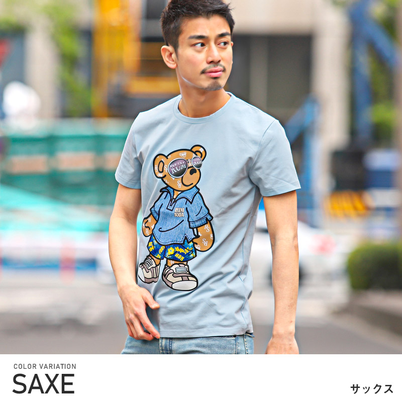 セール Tシャツ メンズ 半袖 半袖Tシャツ プリント クマ ベア イラスト