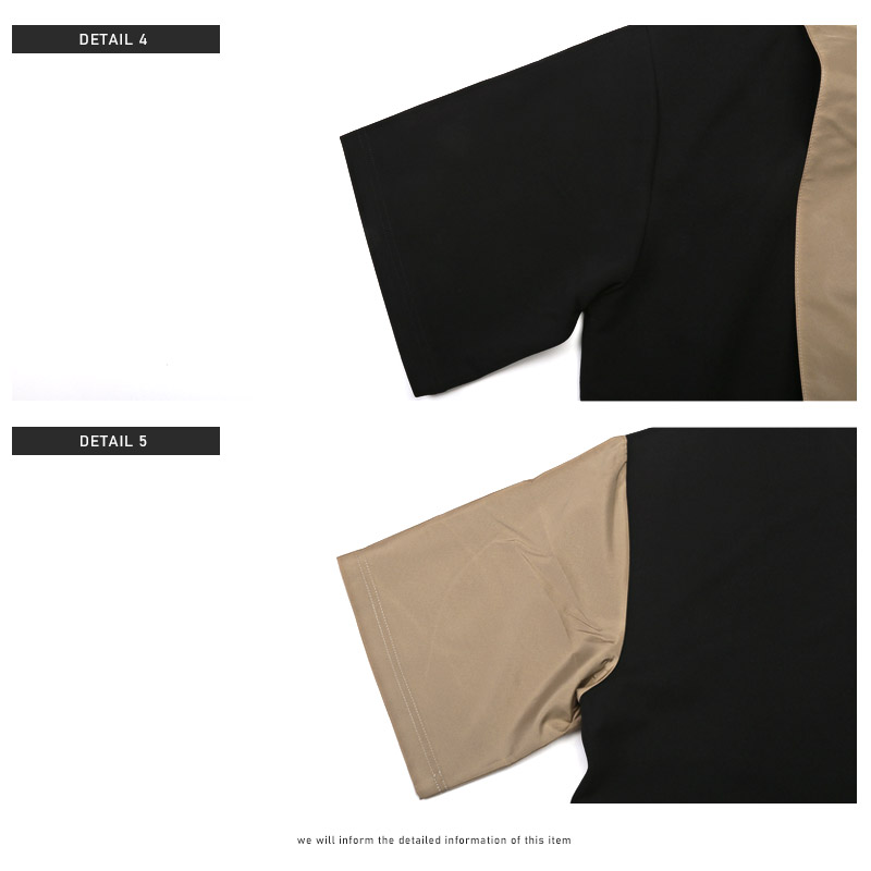 Tシャツ メンズ 5分袖 ビッグシルエット バイカラー 異素材 配色 アシメ カジュアル｜lux-style｜14