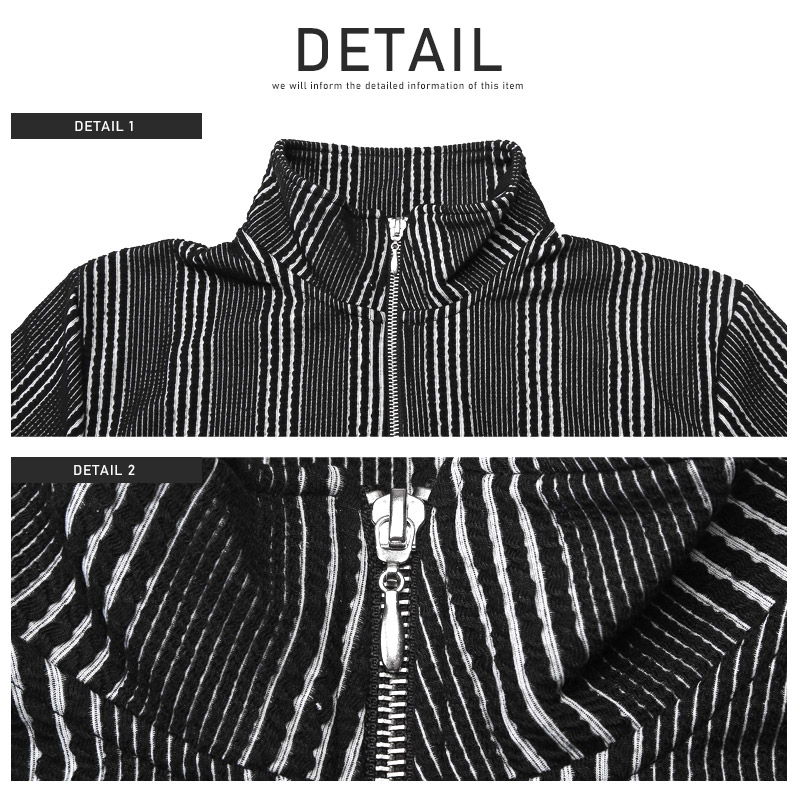 セール ポロシャツ メンズ 半袖 ハーフジップ ストライプ柄 スタンドカラー 総柄 凸凹 大人｜lux-style｜11