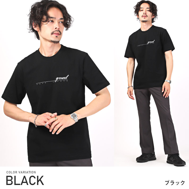 Tシャツ メンズ 半袖 ロゴ プリント ワンポイント 英字 クルーネック ホワイト ブラック 夏｜lux-style｜02