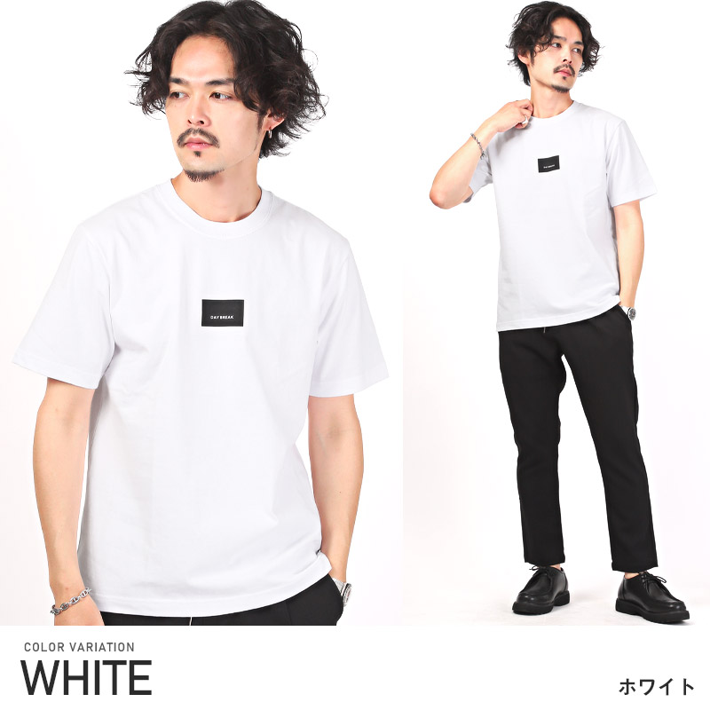 Tシャツ メンズ 半袖 ロゴ プリント ボックスロゴ クルーネック カットソー 白 黒 カジュアル｜lux-style｜03