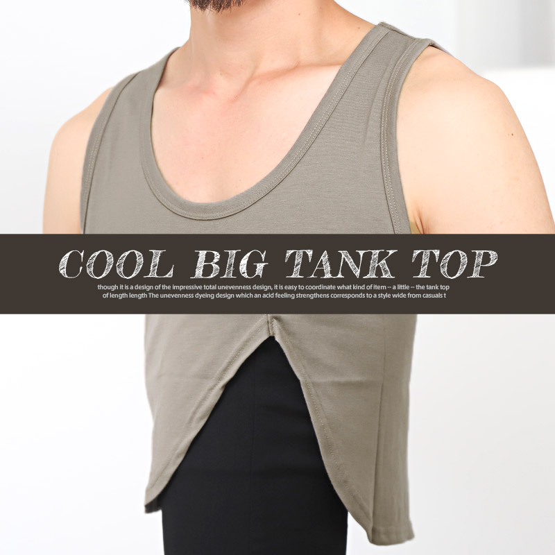 タンクトップ メンズ ロング丈 ビッグシルエット 接触冷感 ひんやり 無地 メンズタンクトップ インナー レイヤード 重ね着 ルーズ クルーネック ラウンドヘム シンプル 涼しい カジュアル ストリート 夏 aa-2653 8