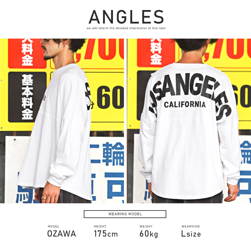 ロンT メンズ 長袖Tシャツ ビッグシルエット バックロゴ 発泡プリント