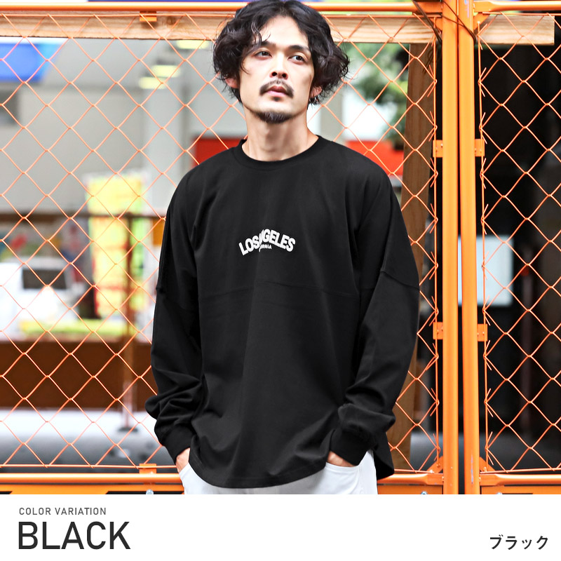 ロンT メンズ 長袖Tシャツ ビッグシルエット バックロゴ 発泡プリント