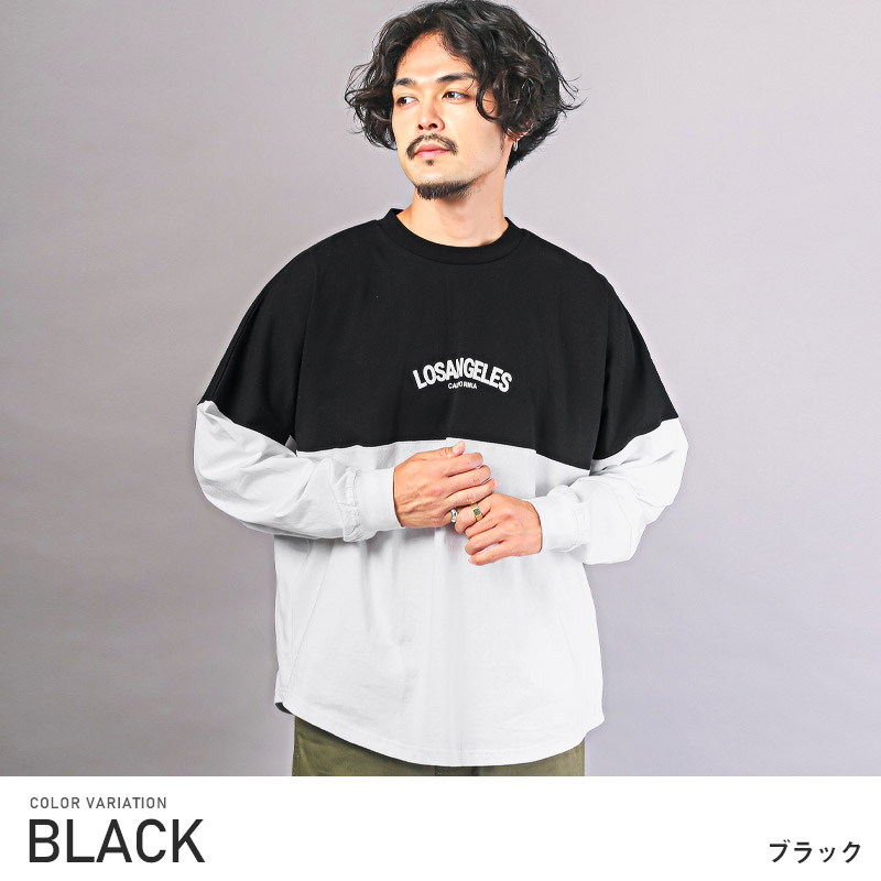 ロンT メンズ 長袖Tシャツ ビッグシルエット バックロゴ 発泡プリント