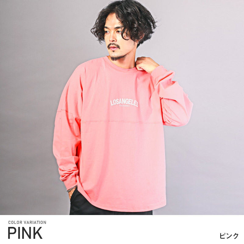 ロンT メンズ 長袖Tシャツ ビッグシルエット バックロゴ 発泡プリント