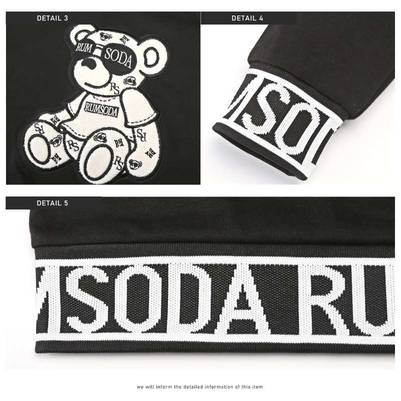 RUMSODA ベアボアワッペン トレーナー トレーナー メンズ スウェット ボア ワッペン ロゴ 刺繍 ベア