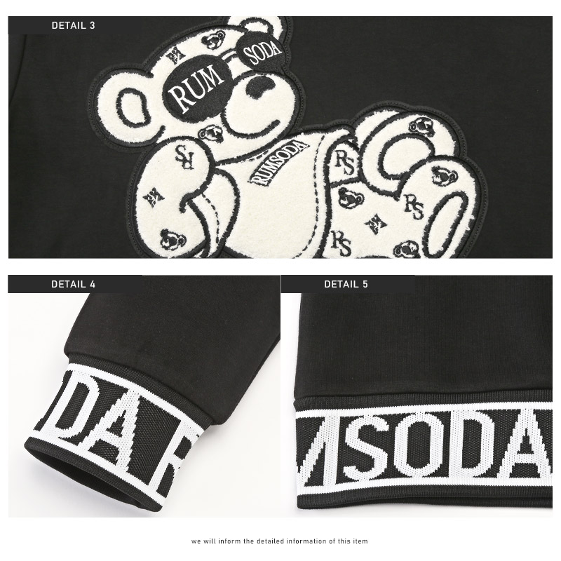 トレーナー メンズ スウェット ベア ワッペン リブ ロゴ サガラ刺繍