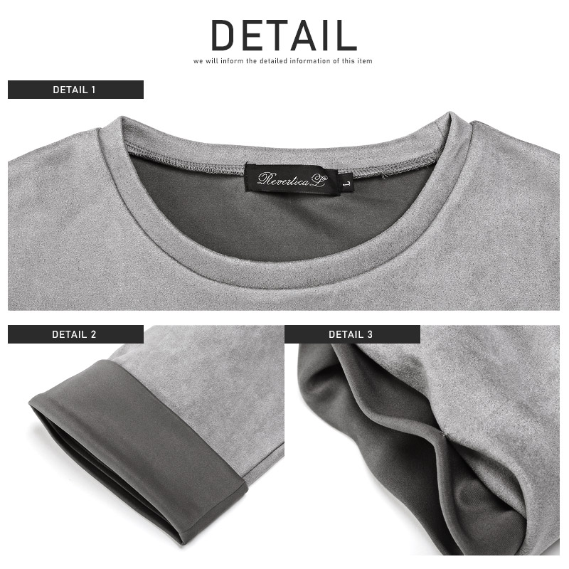 ロンT メンズ 長袖Tシャツ スエード スウェード バイカラー オーバー