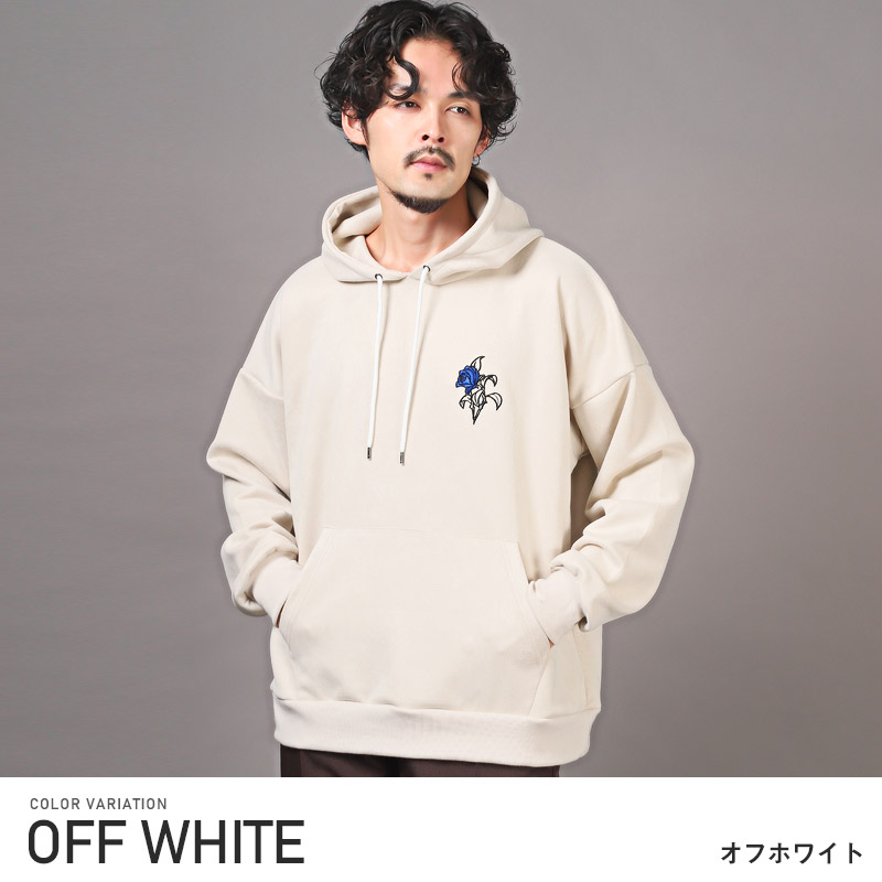 OFF-WHITE バラ刺繍 パーカー Off-White - 希少✨off-white rose オフホワイト パーカー 薔薇 刺繍の