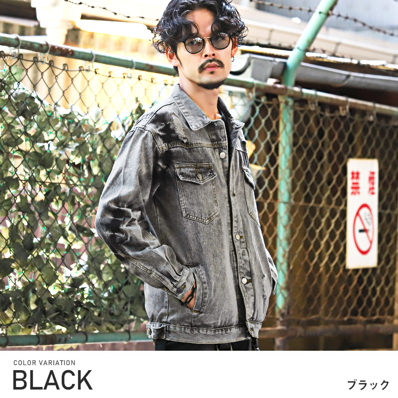 デニムジャケット メンズ Gジャン ダメージ加工 色落ち