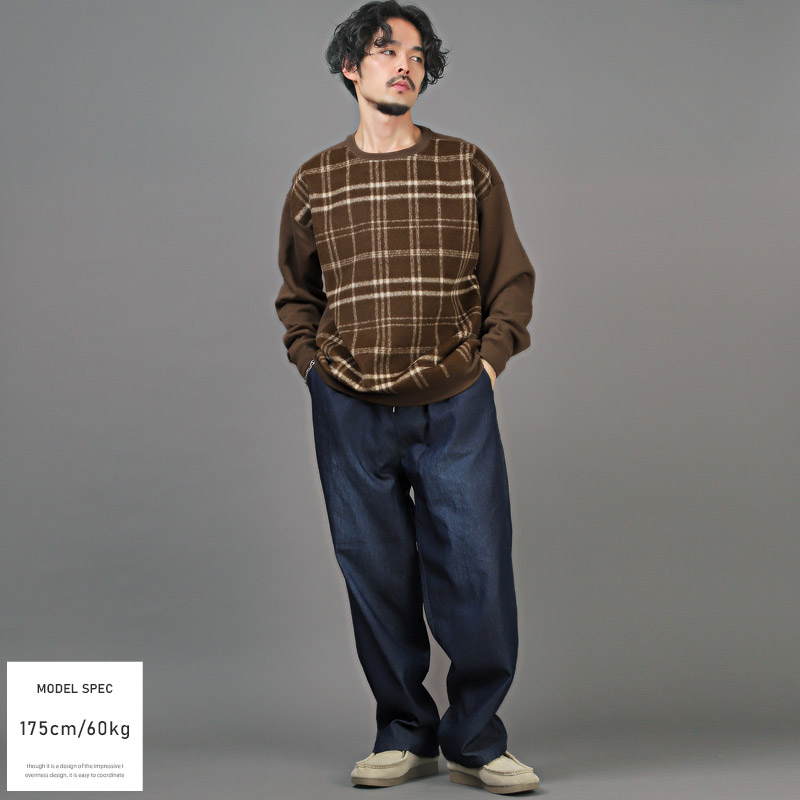トレーナー メンズ スウェット 裏起毛 チェック柄 フリース 切替 暖か