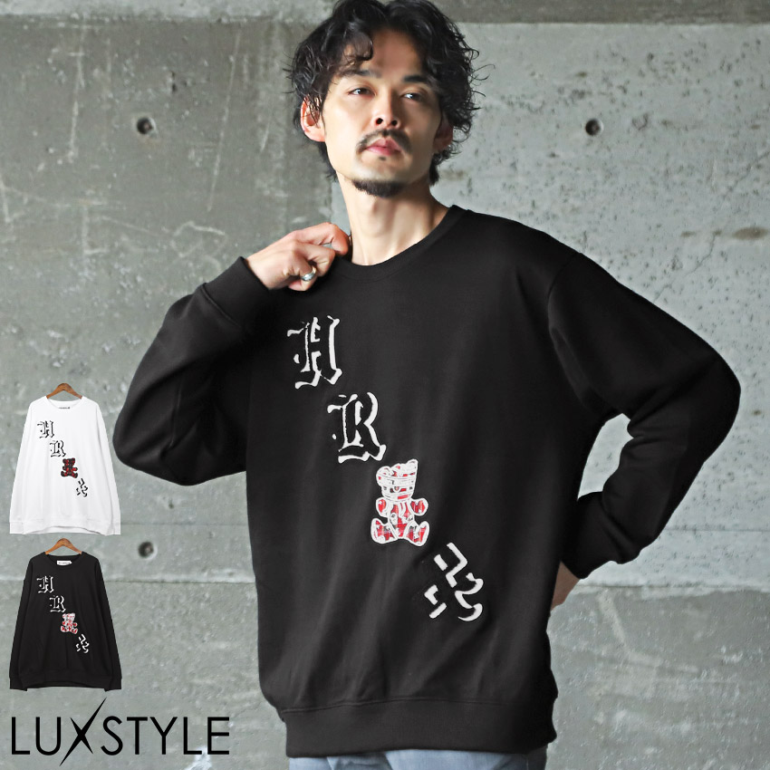 トレーナー メンズ スウェット ベア クマ ロゴ サガラ刺繍 アップリケ