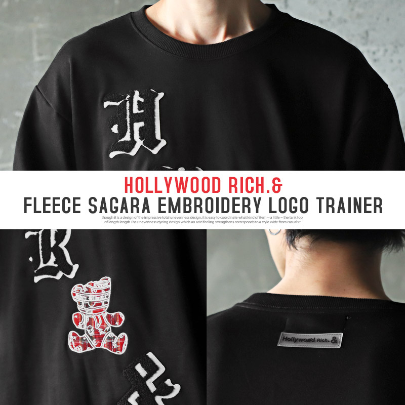 トレーナー メンズ スウェット ベア クマ ロゴ サガラ刺繍 アップリケ