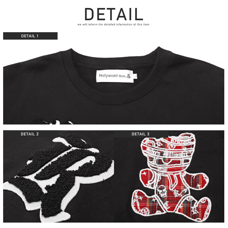 トレーナー メンズ スウェット ベア クマ ロゴ サガラ刺繍 アップリケ