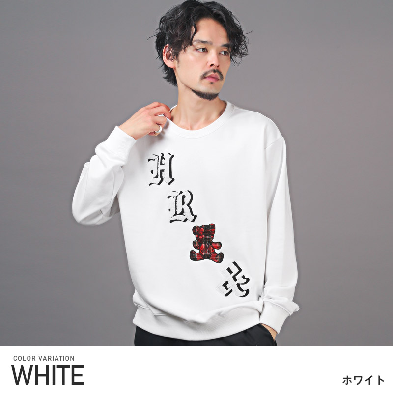 トレーナー メンズ スウェット ベア クマ ロゴ サガラ刺繍 アップリケ