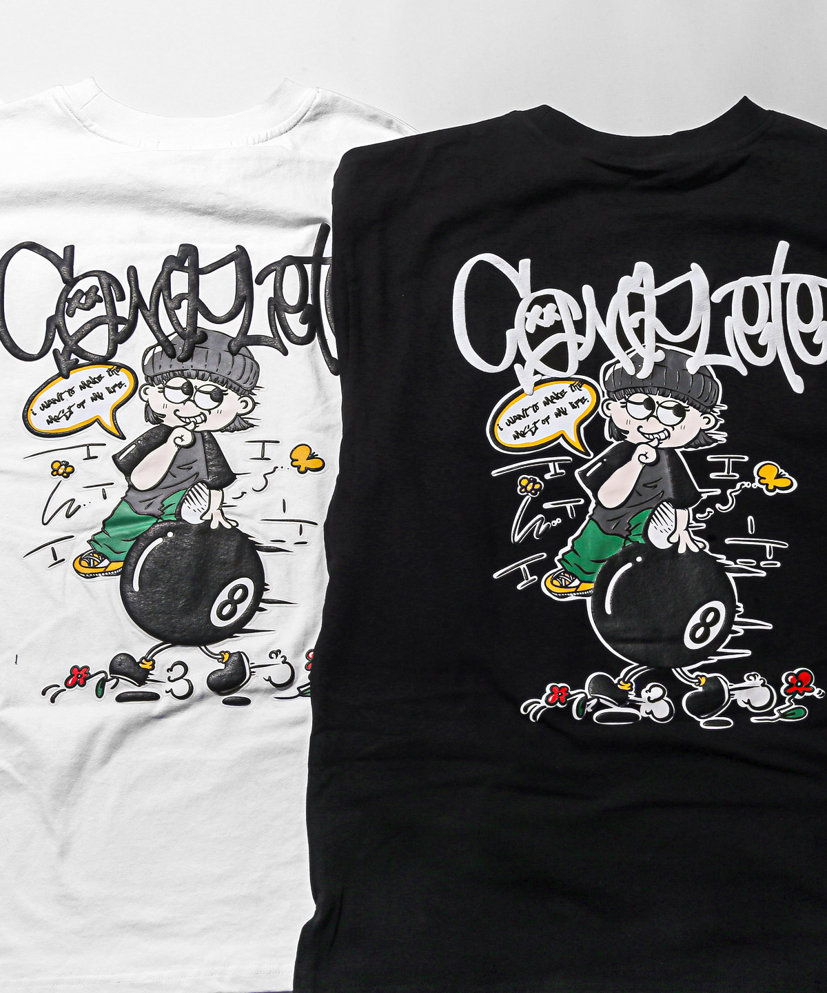 ロンT メンズ 長袖Tシャツ ビッグシルエット グラフィティ 花 ロゴ