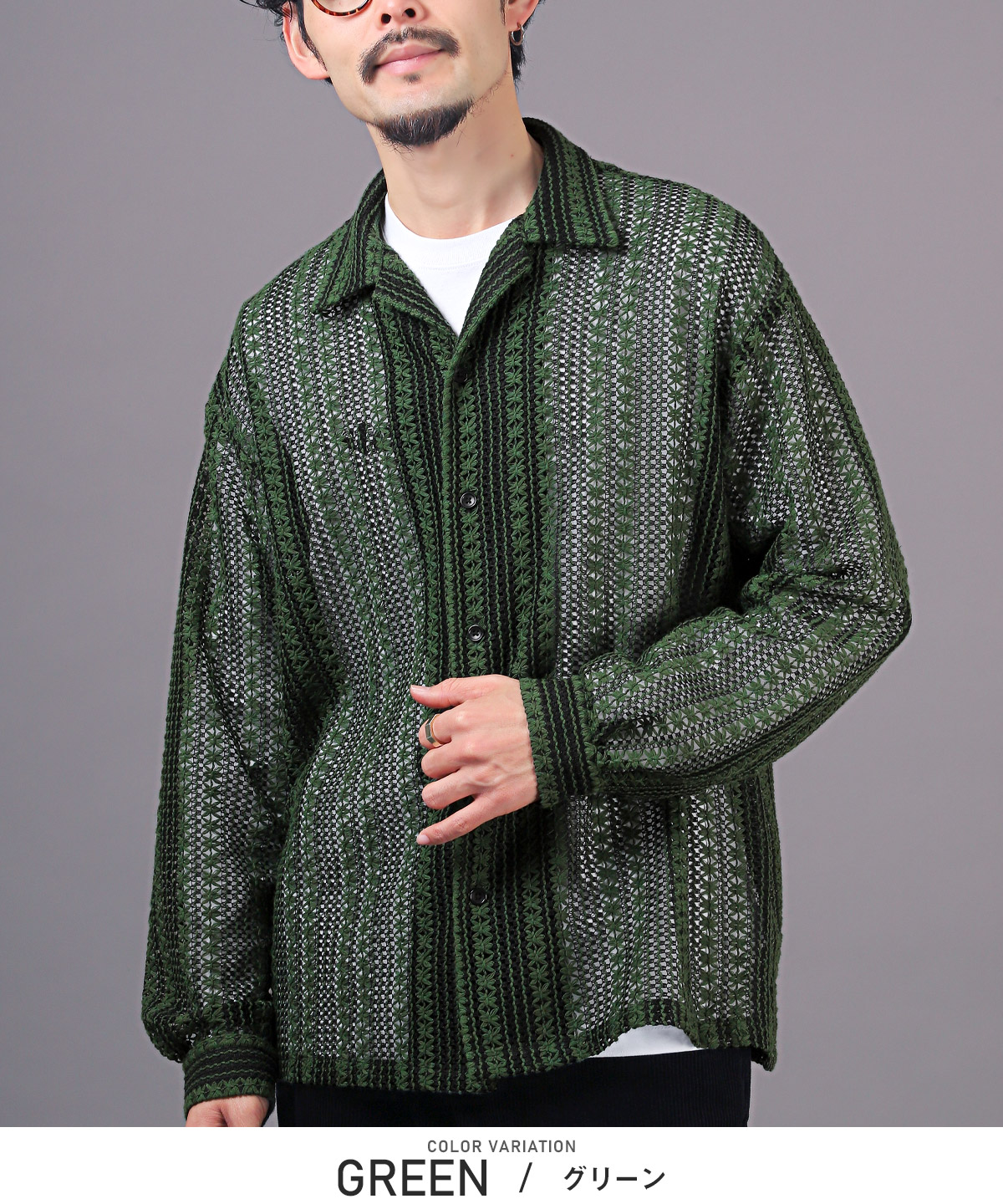 ルーズシルエット メンズ レースアップデザイン 長袖シャツ 長袖プリーツシャツ メンズ ルーズシルエット 総柄シャツ