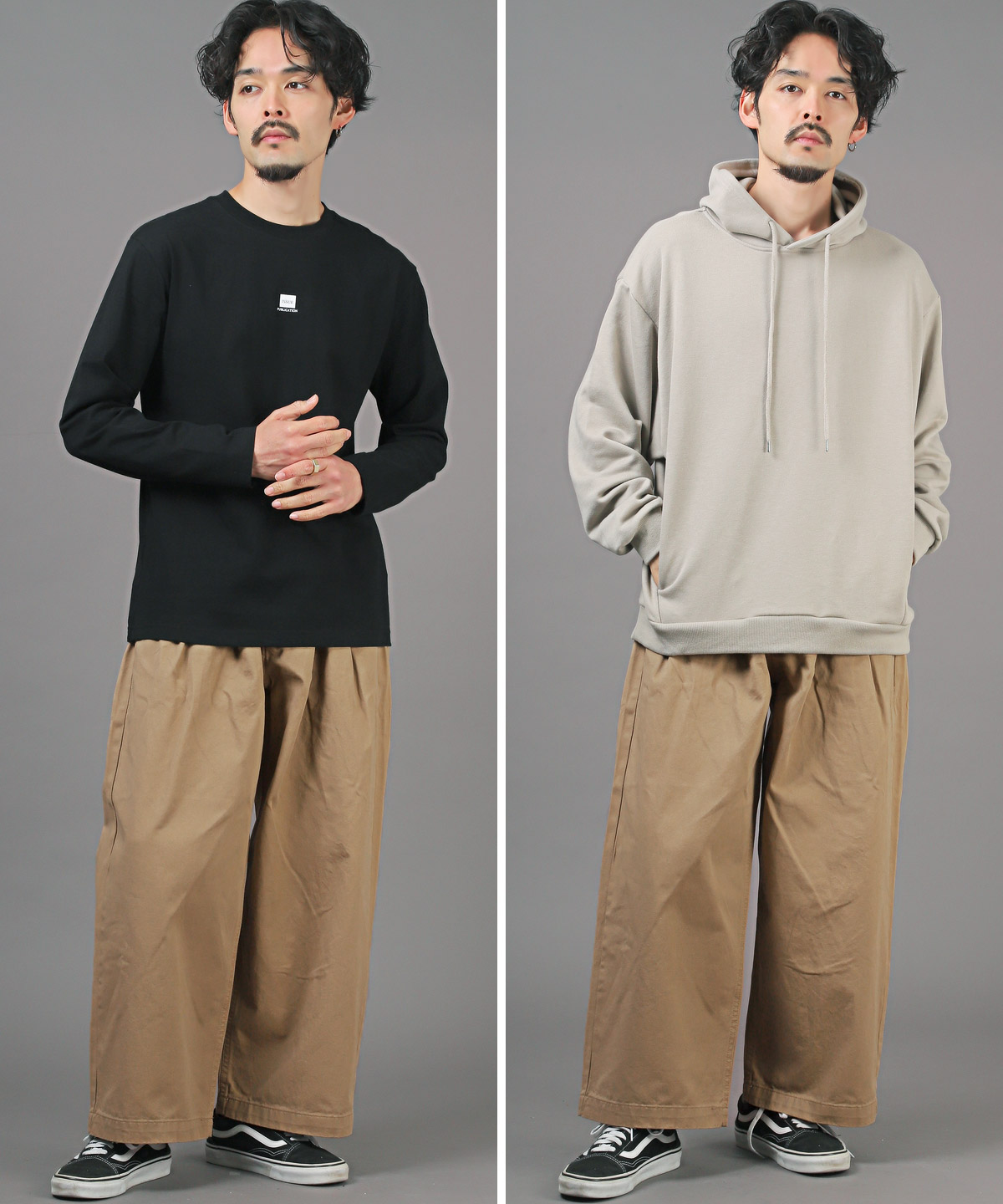 ワイドパンツ メンズ ストレート ツータック スラックス ワーク
